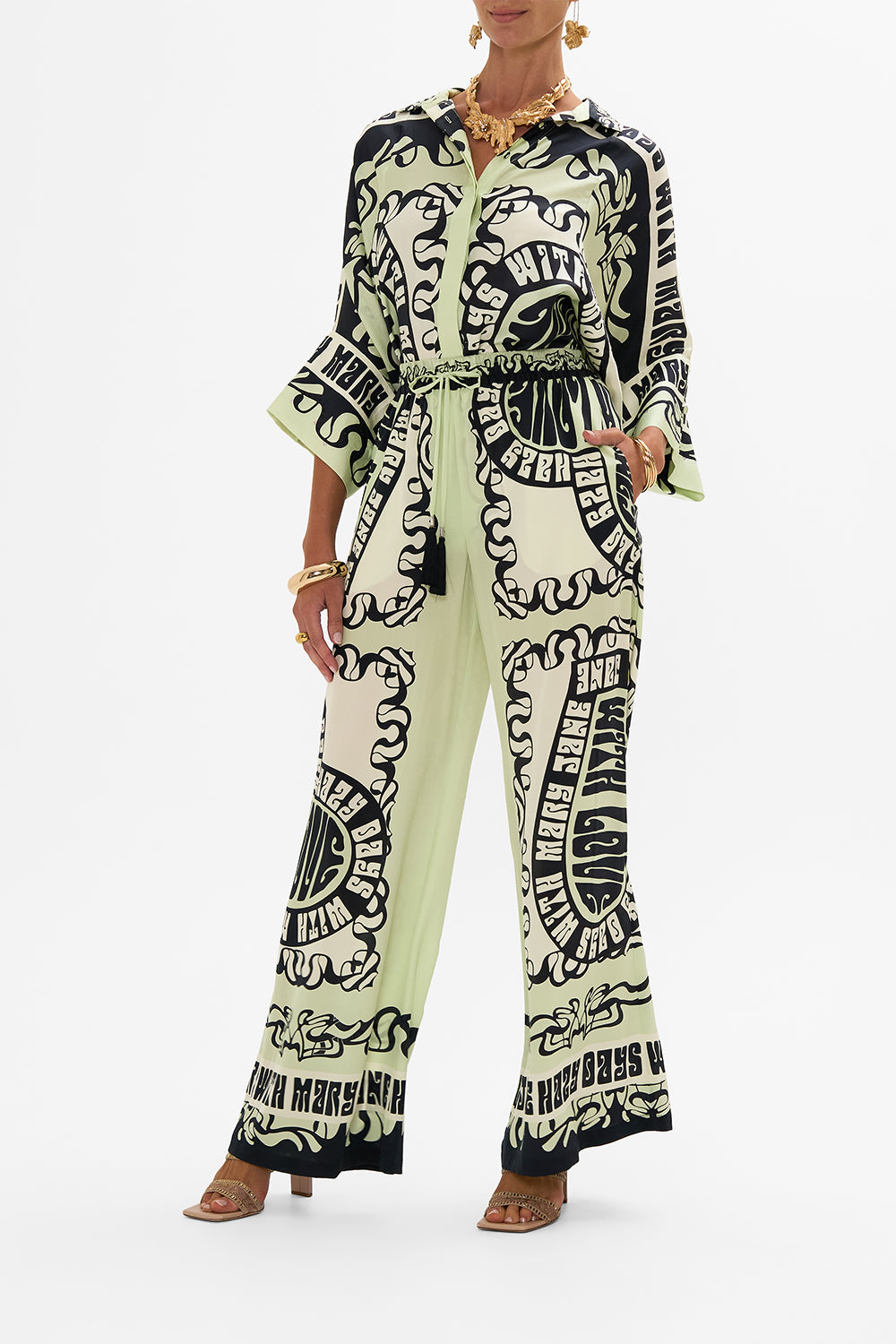 CAMILLA silk pants in Double Dutch print