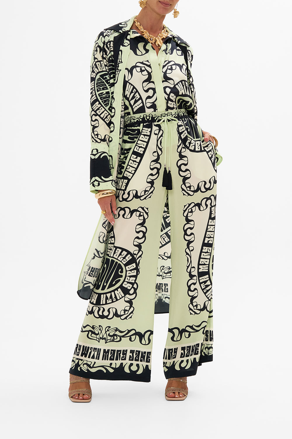 CAMILLA silk pants in Double Dutch print