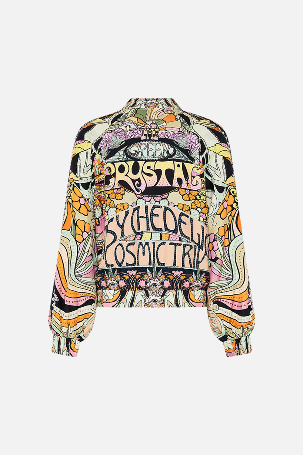 CAMILLA silk bomber in Day Trippin print