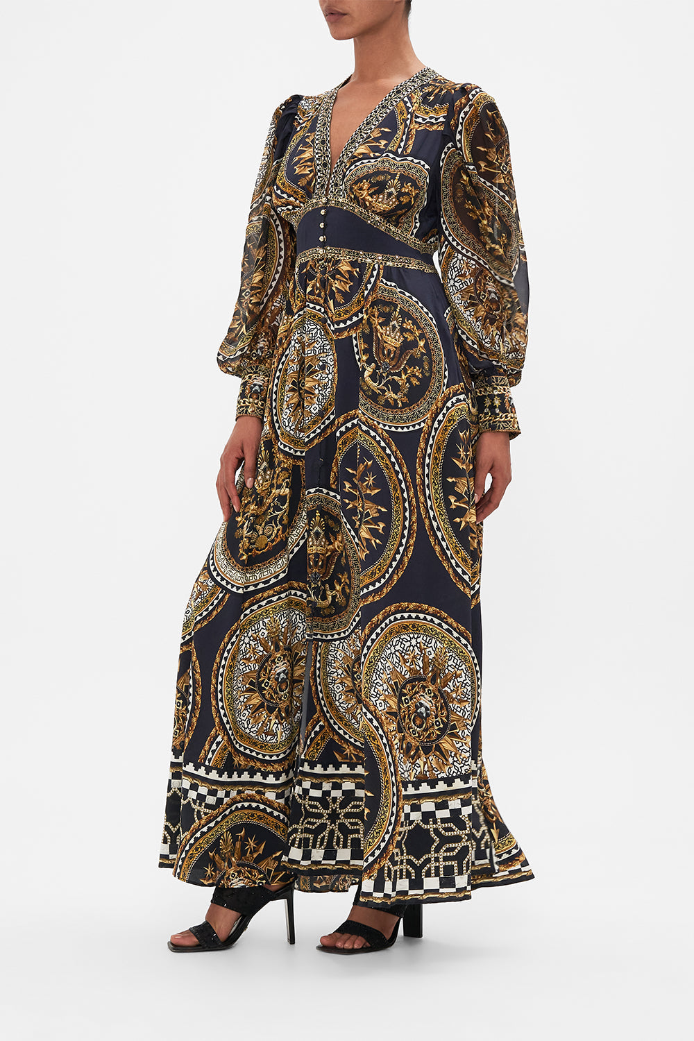 Shaped Waistband Dress With Gathered Sleeves| CAMILLA US – CAMILLA