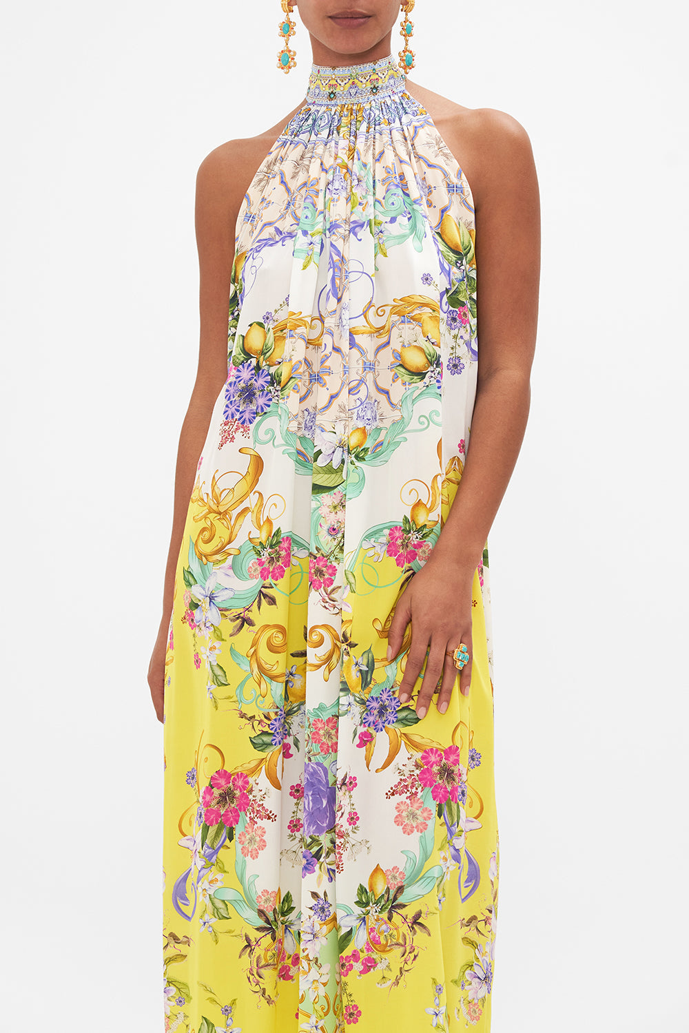 TIE NECK LONG DRESS CATERINA SPRITZ