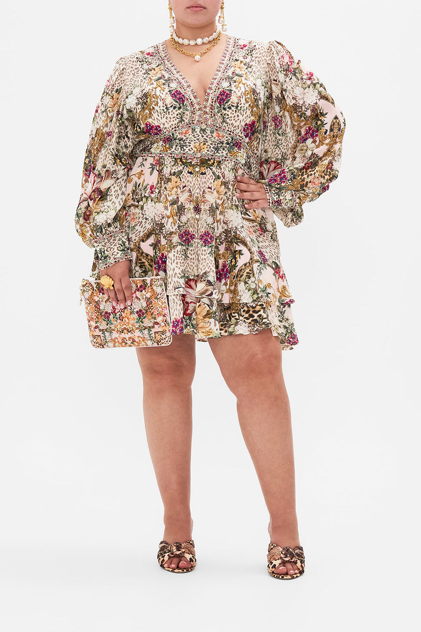 Camilla Button Front Frill Dress in Daisy Chains