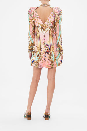 PUFF SLEEVE HIGH NECK MINI DRESS LETTERS FROM THE PINK ROOM