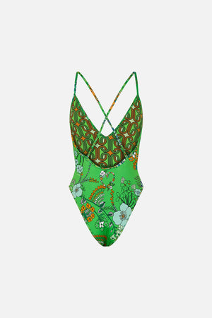 Camilla graphic-print V-neck swimsuit - Multicolour