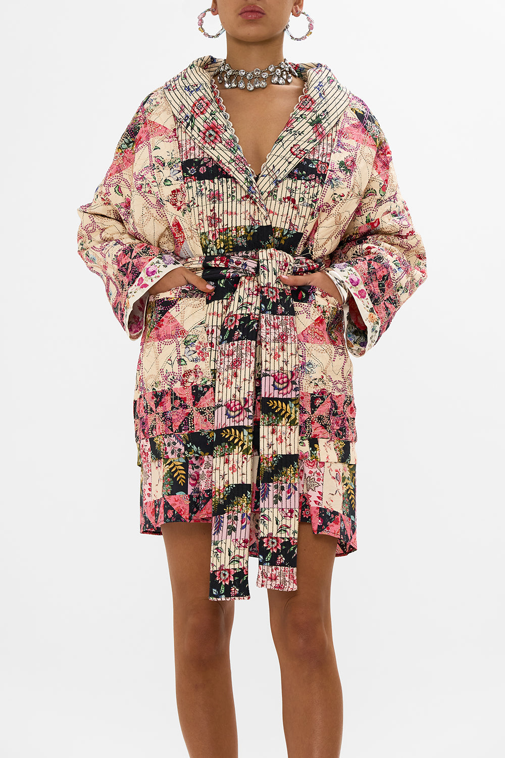 REVERSIBLE QUILTED COAT PATCHWORK POETRY