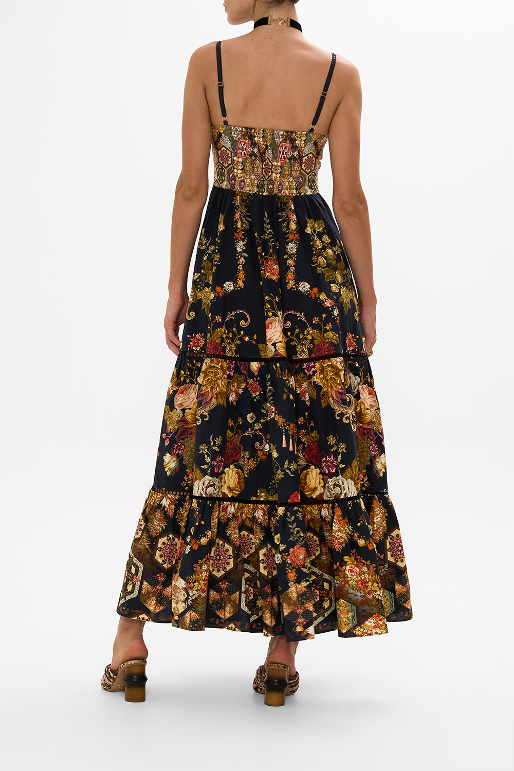 CAMILLA floral tiered bodice dress in Stitched in Time print.