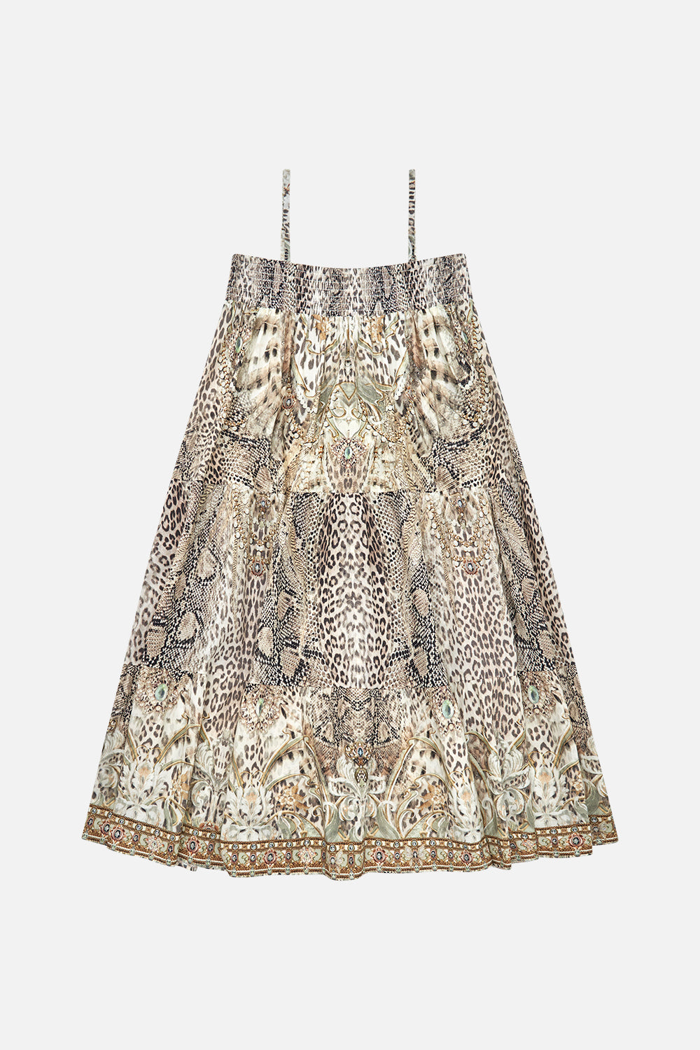 Milla by CAMILLA khaki oprint kids maxi dress in Looking Glass Houses print 