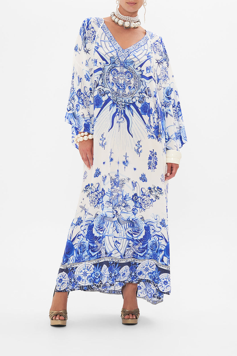 V NECK SHORT KAFTAN WITH TIES main image 1