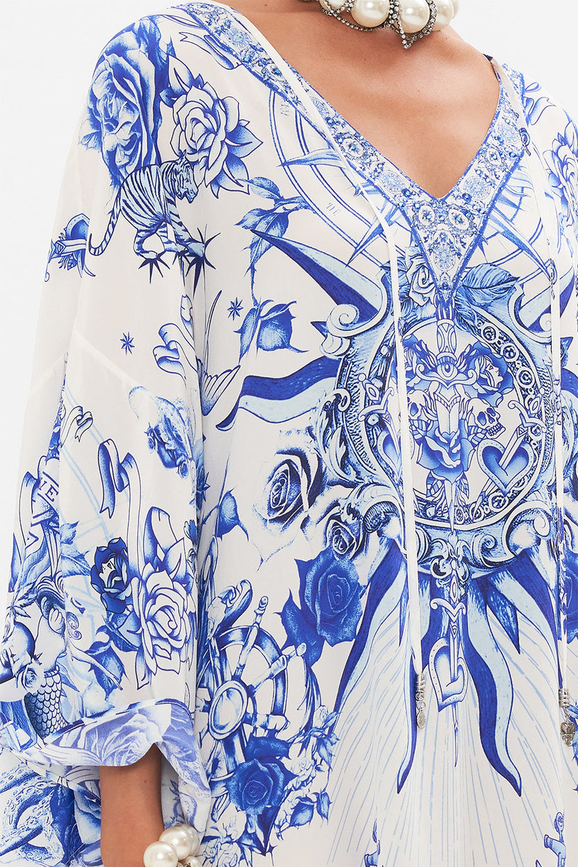 V NECK KAFTAN WITH TIES SPIRIT OF SANTA MARIA