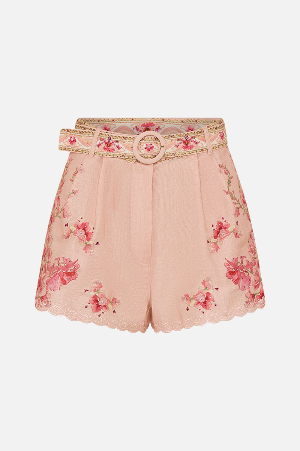 CAMILLA Floral Tuck Front Short in Blossoms and Brushstrokes