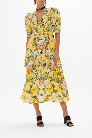 CAMILLA yellow floral print maxi dress in Paths Of Gold print 