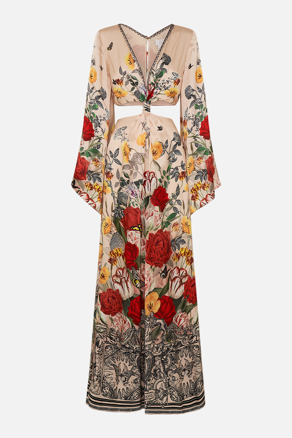 CAMILLA Multi Cut Out Dress with Knot Front in Etched into Eternity print