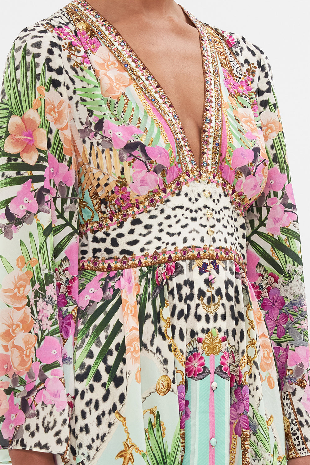 KIMONO SLEEVE DRESS WITH SHIRRING DETAIL DEAR AMORE MIO