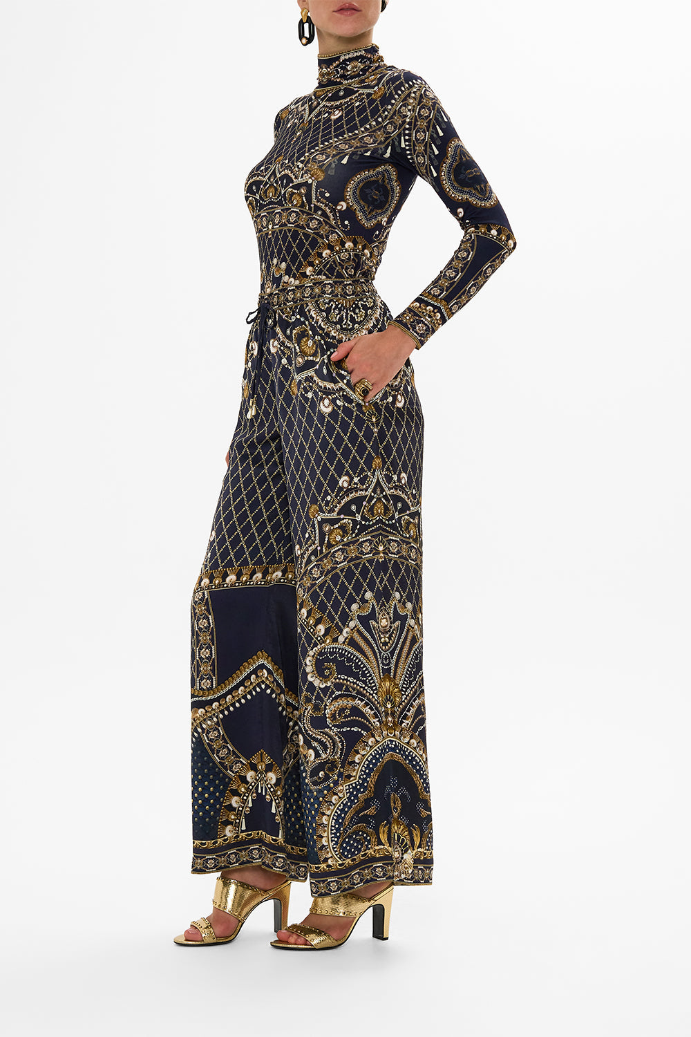 CAMILLA Gold Lounge Pant in Dance with the Duke print