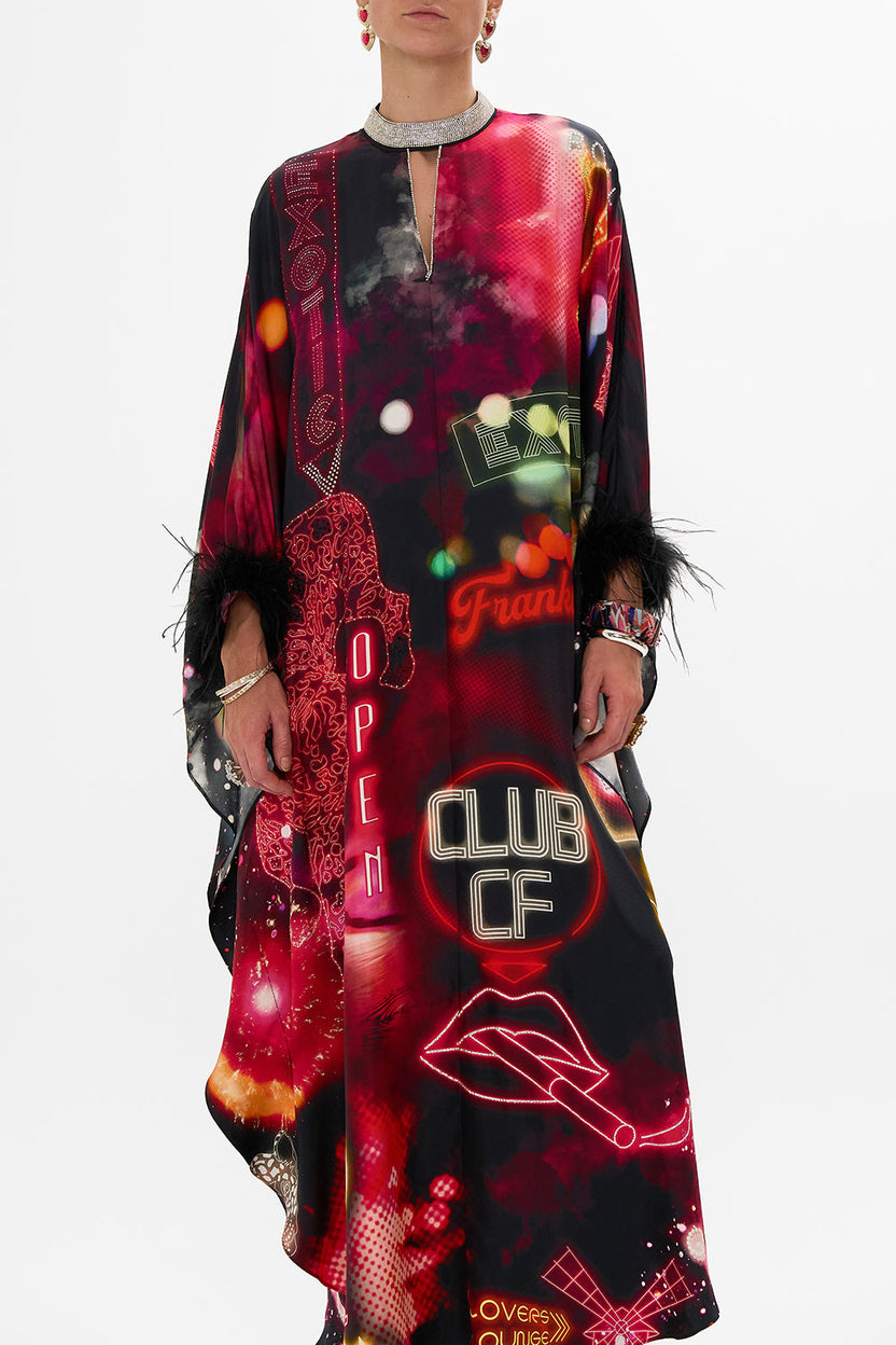 KAFTAN WITH HIGH COLLAR STAND WILD FIRE