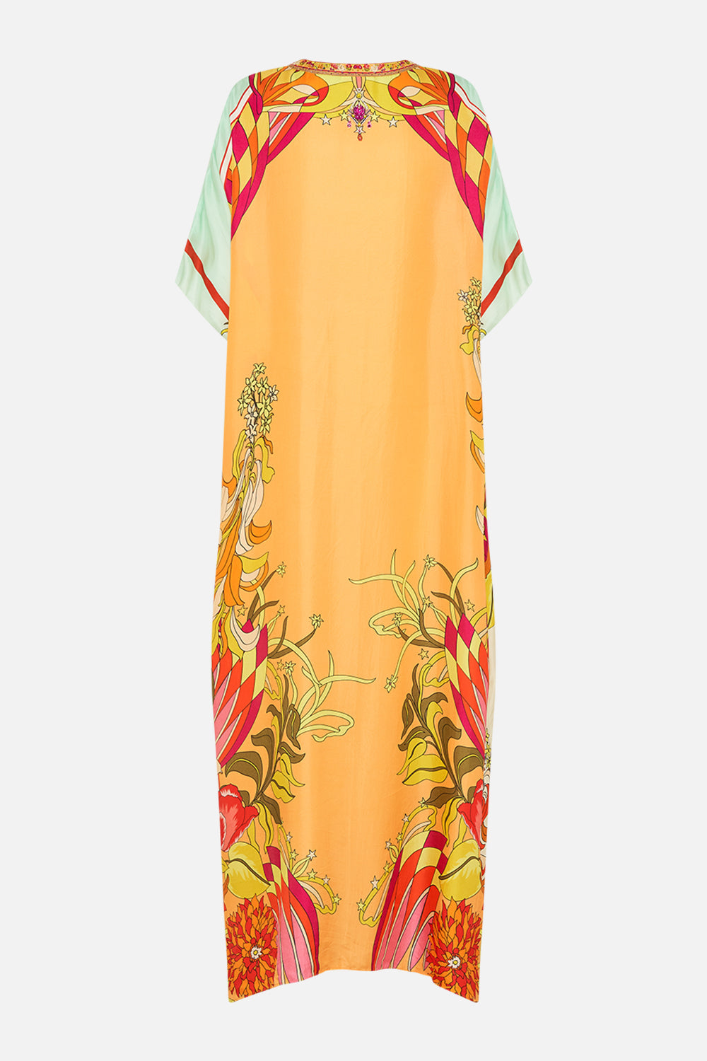 CAMILLA Floral Button Through Batwing Kaftan in The Flower Child Society