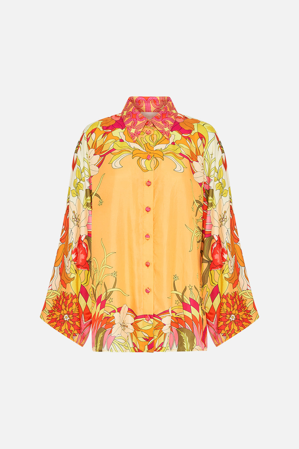 CAMILLA Floral Wide Sleeve Blouse in The Flower Child Society
