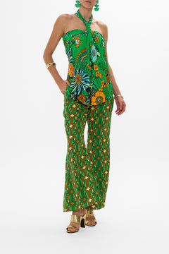 CAMILLA Green Draped Jersey Halter Top in Good Vibes Generation