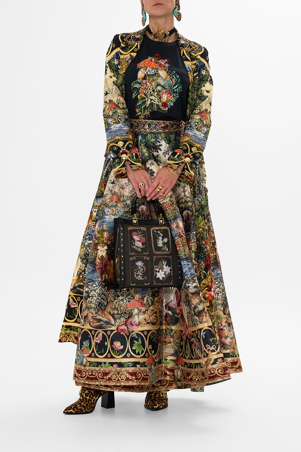 CAMILLA Floral Maxi Wrap Skirt in Tapestry Totems