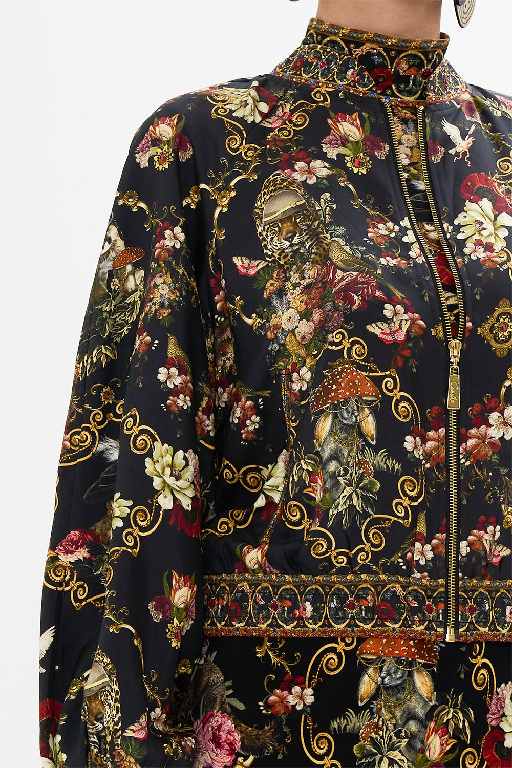 CAMILLA Black Blouson Sleeve Bomber in Told in the Tapestry