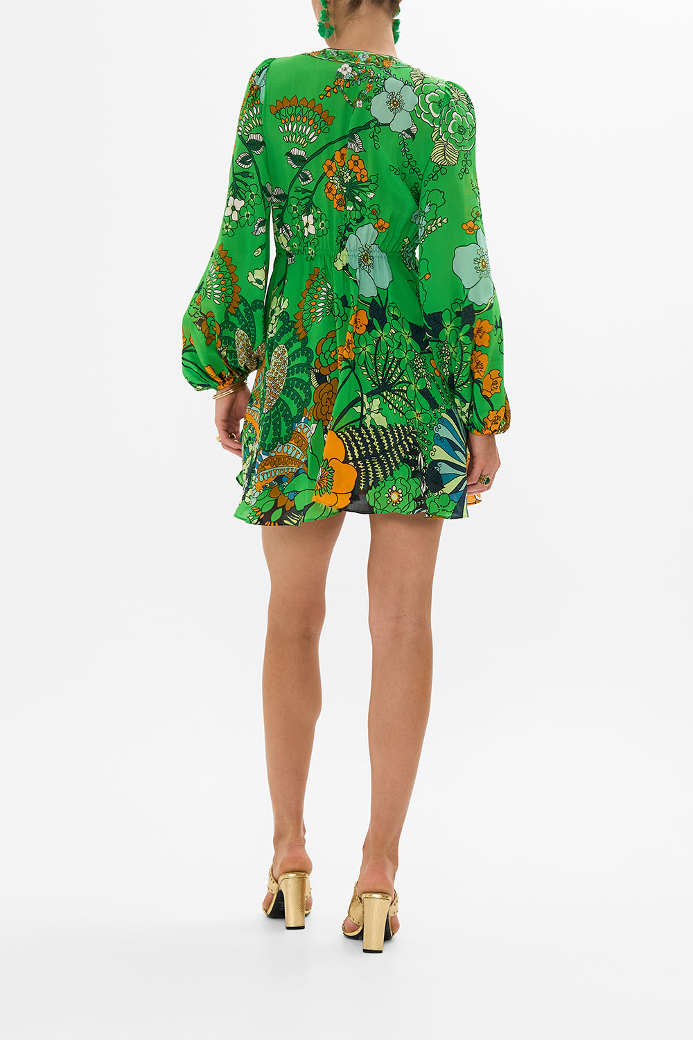 The CAMILLA SHORT WRAP TIE DRESS GOOD VIBES GENERATION in our  print.