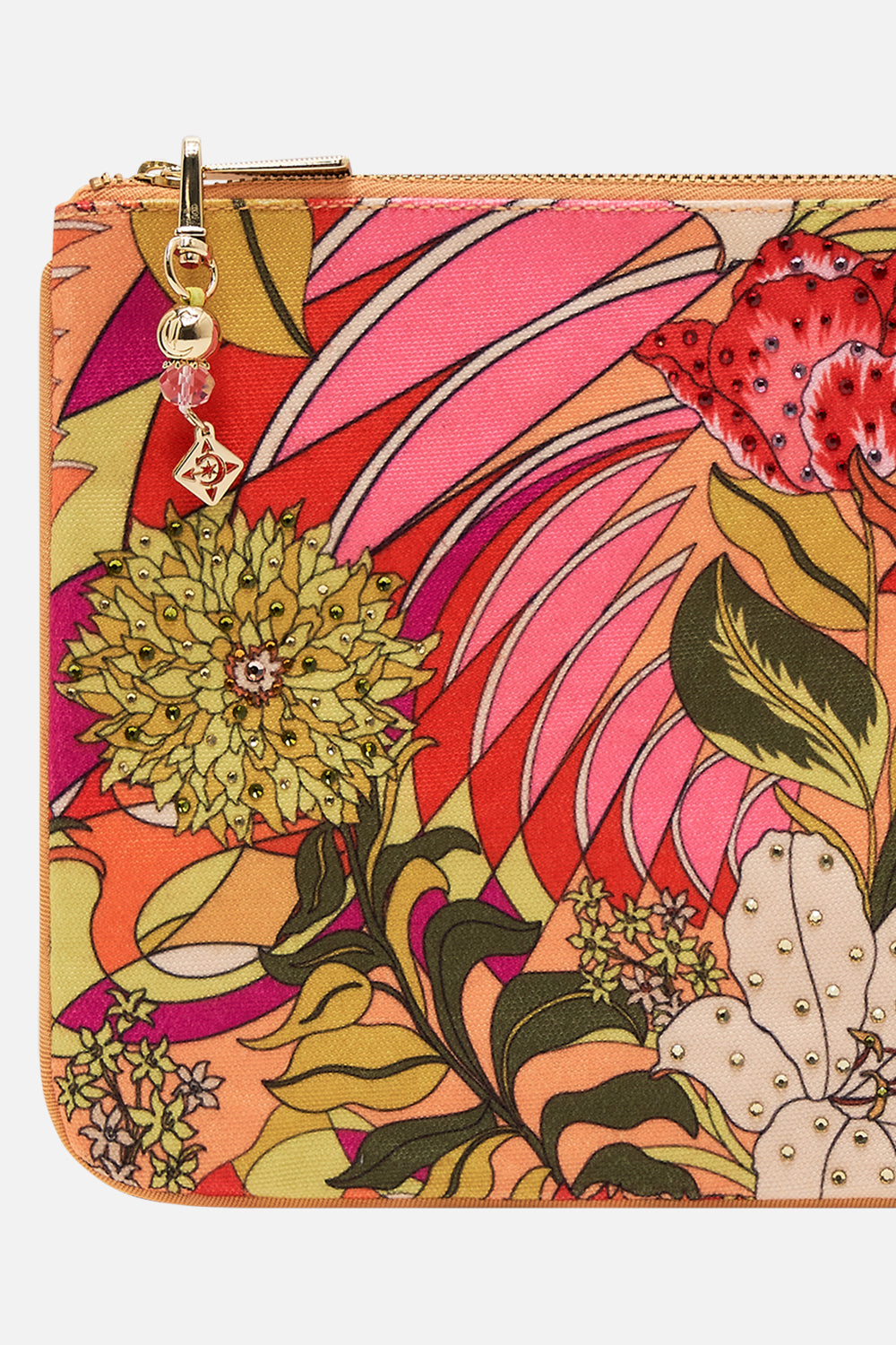 CAMILLA Floral Small Canvas Clutch in The Flower Child Society print