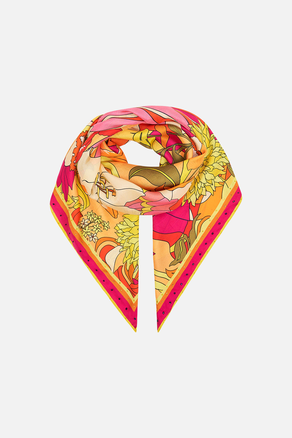 CAMILLA Floral Large Square Scarf in The Flower Child Society