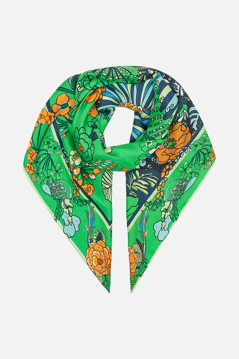 CAMILLA green large square scarf in Good Vibes Generation