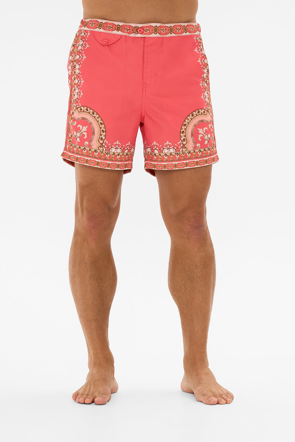 CAMILLA pink tailored swim short in Shell Games