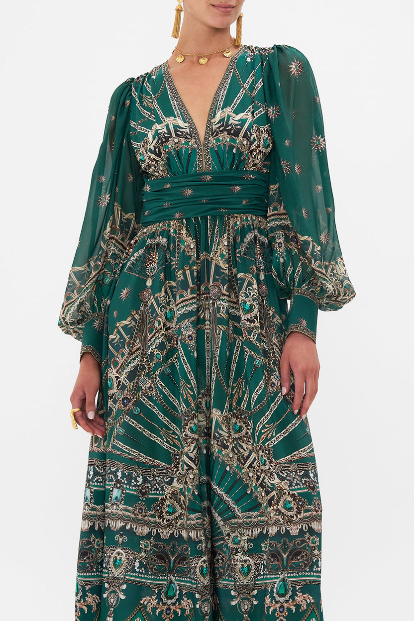DROP SLEEVE DRESS WITH WAISTBAND A VENICE VEIL