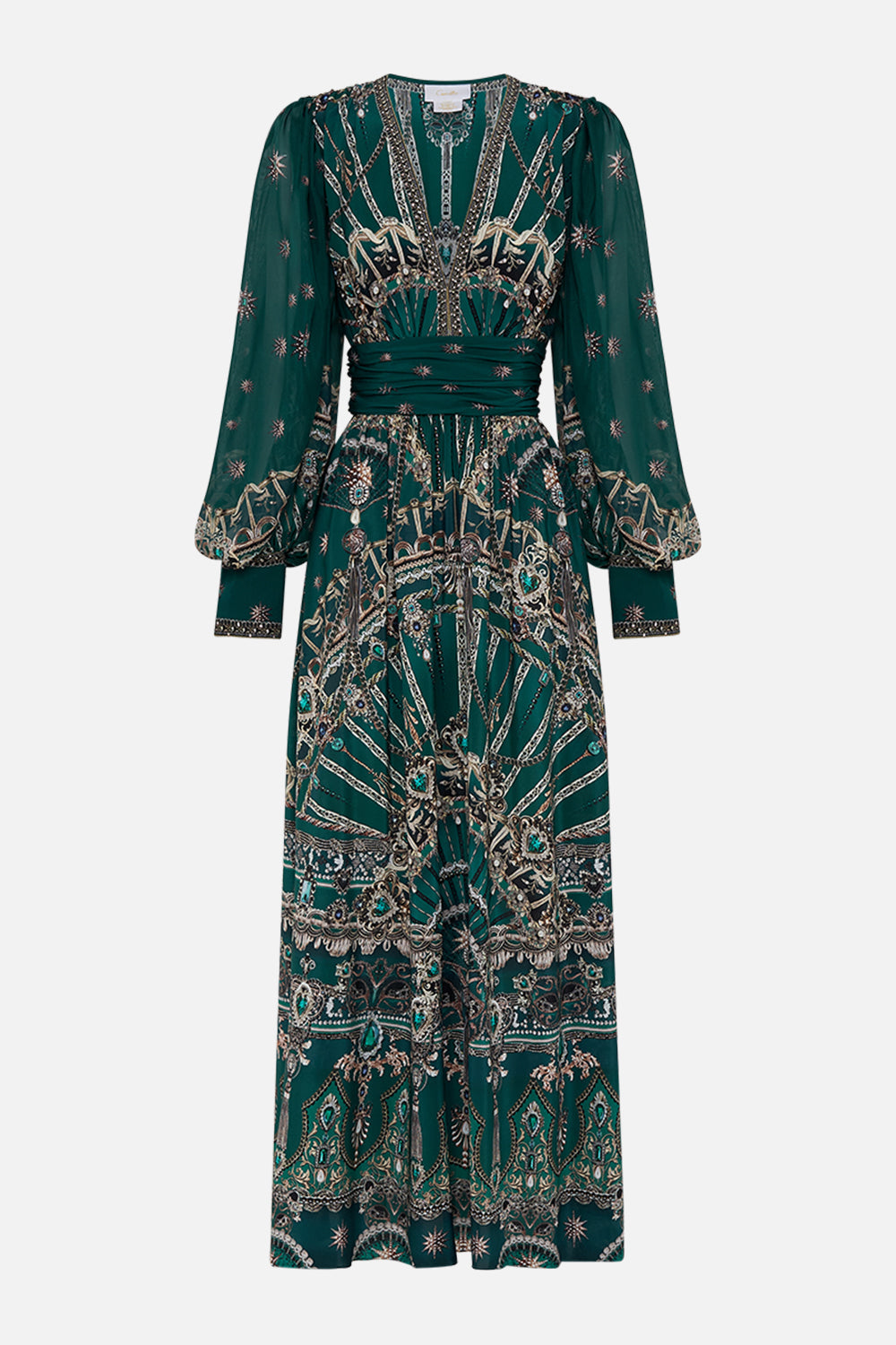 Product view of CAMILLA Long Silk Dress in A Venice Veil print