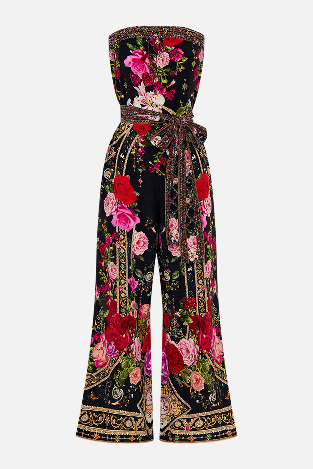 Product view of CAMILLA floral silk jumpsuit  in Reservation For Love print