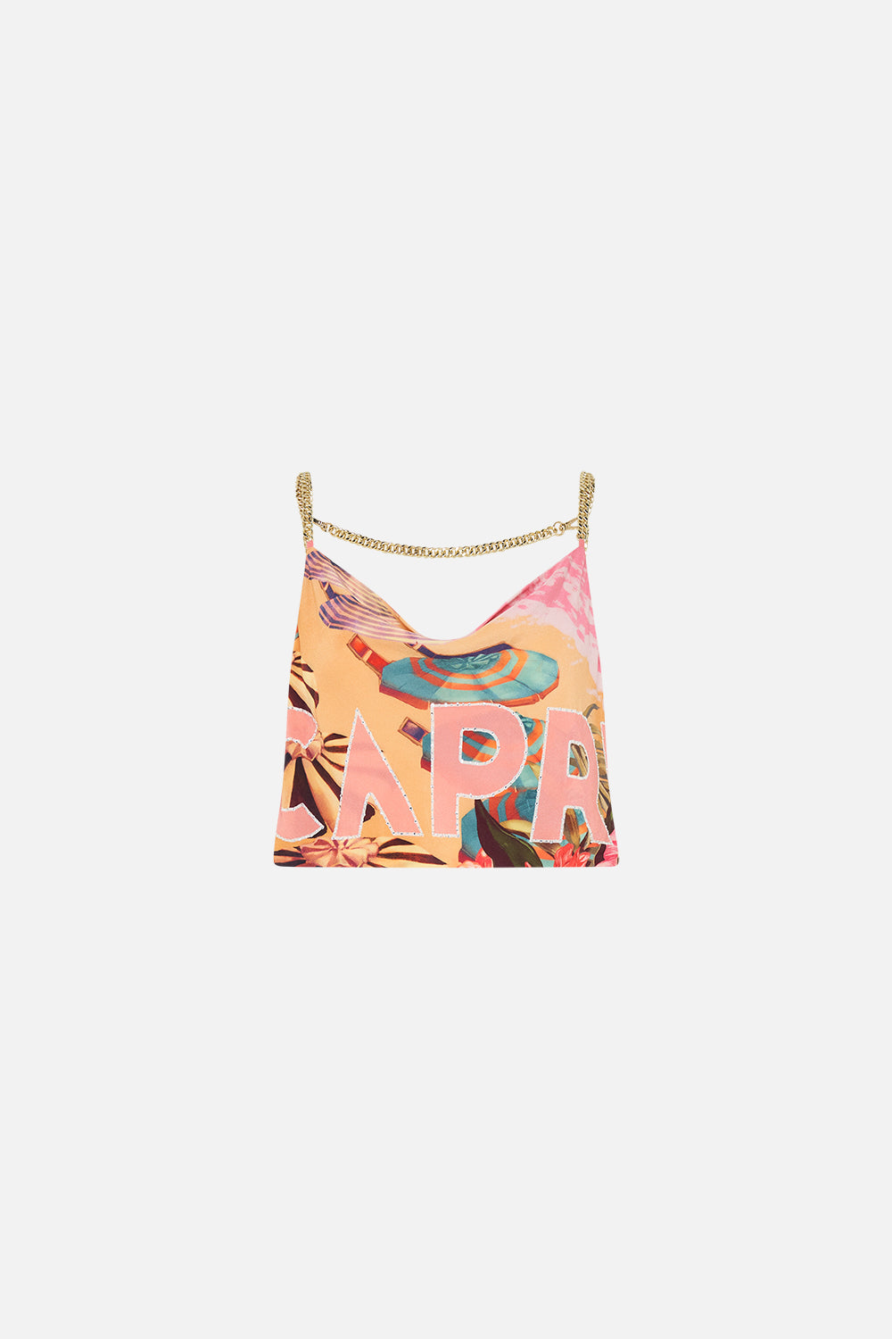 CAMILLA silk crop cami in Capri Me print 