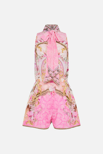 NECK TIE PLAYSUIT WITH ELASTIC WAIST RENAISSANCE ROMANCE