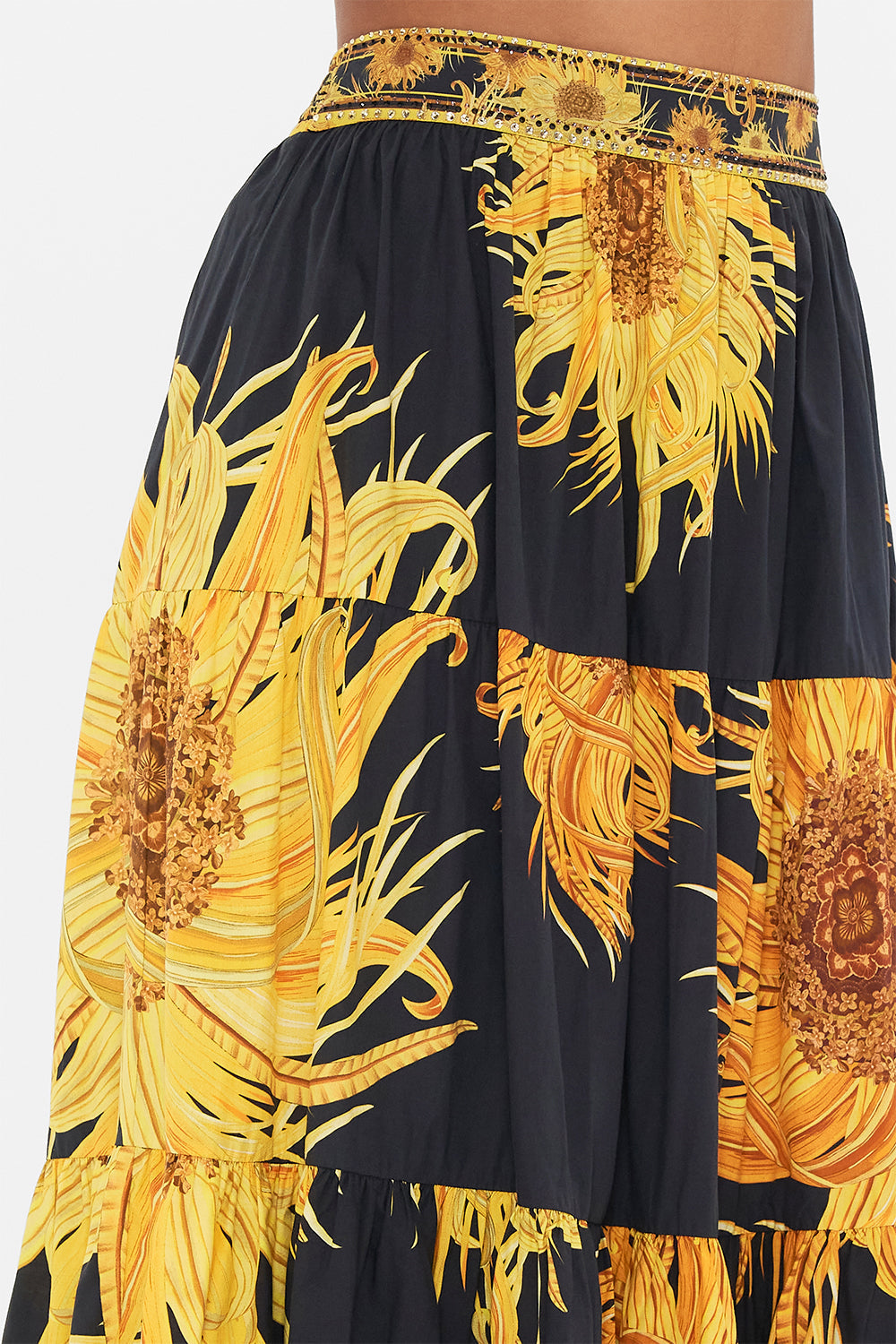 CAMILLA tiered maxi skirt in Make Me Your Masterpiece print