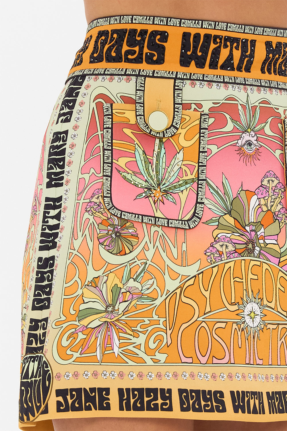 CAMILLA mini skirt in Lets Chase Rainbows print