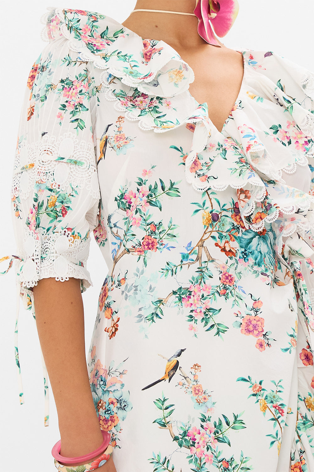 Camilladress Long Sleeves Unique Print Wrap Mini Shirt Dress