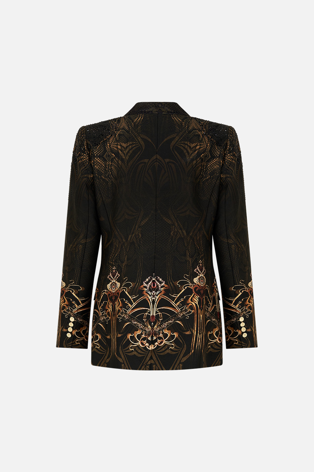 CAMILLA silk jacket in Nouveau Noir print