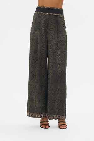 CAMILLA wide leg pants in Nouveau Noir print