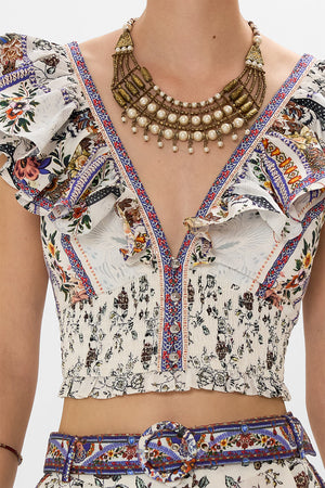 DEEP V-FRILL SHORT SLEEVE TOP SULTANS AND QUEENS