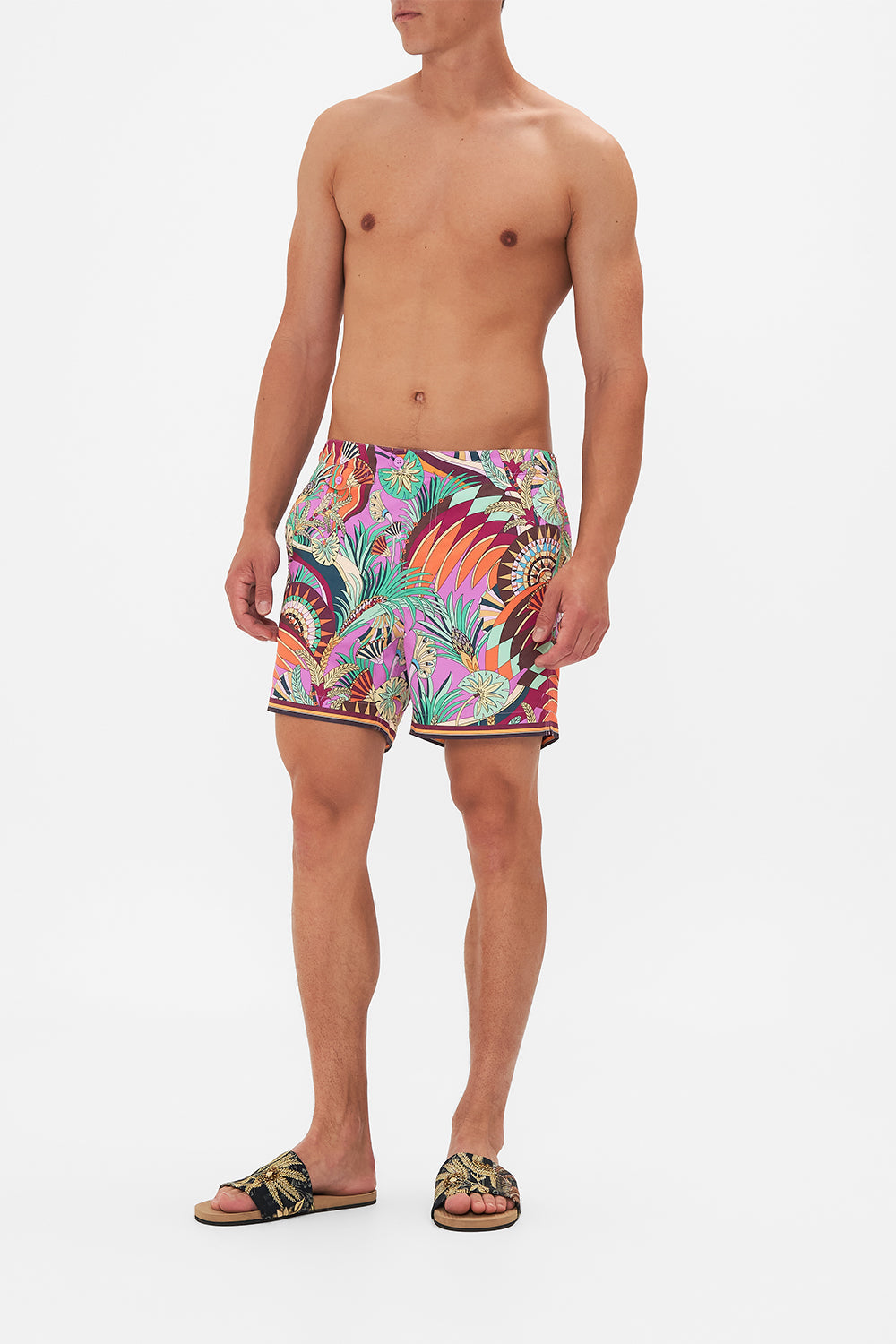 Hotel Franks By CAMILLA Tailored Swim Short in Giza Goddess print.