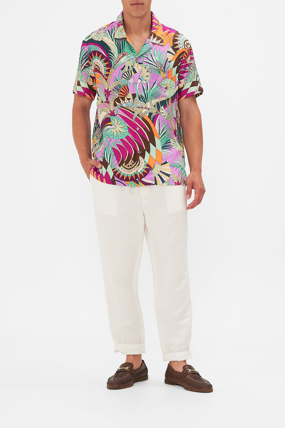 Hotel Franks By CAMILLA Short Sleeve Camp Collared Shirt in Giza Goddess print.