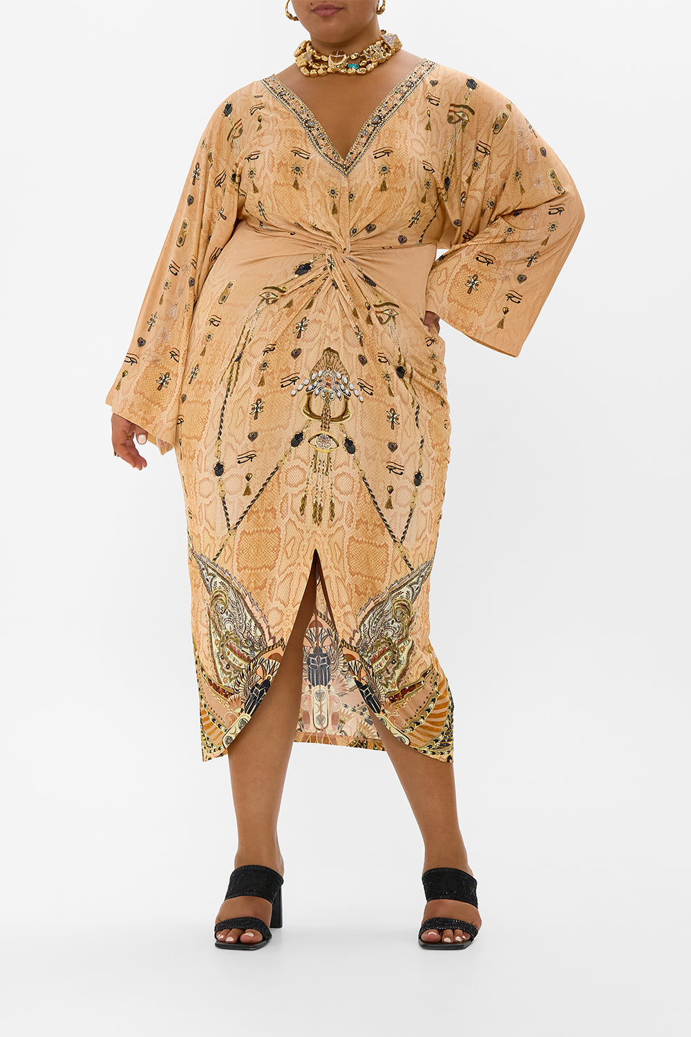 LONG SPLIT FRONT TWIST DRESS KINGDOM OF HEIROGLYPHS