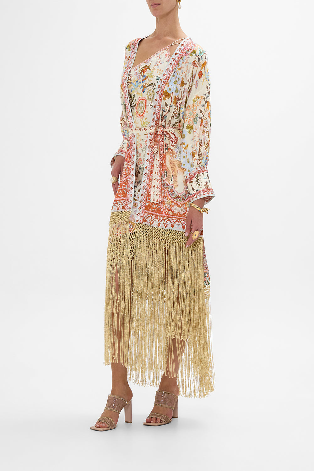 CAMILLA High Low Hem Layer with Cuff in Honour of Heirlooms print