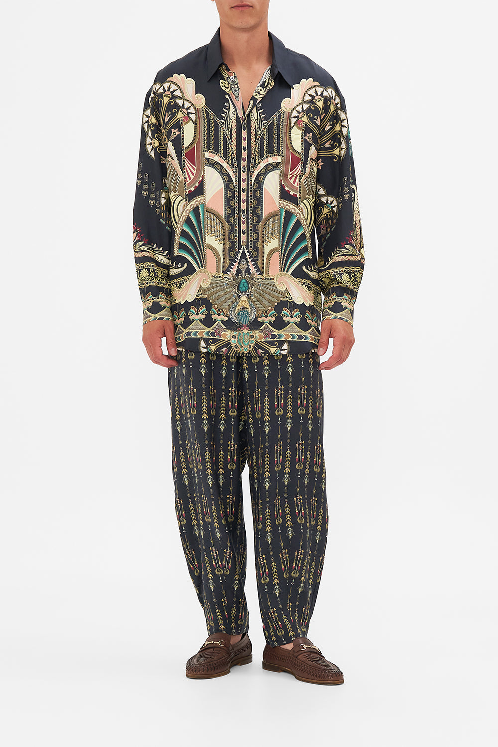 The CAMILLA MENS OVERSIZED SHIRT THEY CALLED HER NEFERTARI in our THEY CALLED HER NEFERTARI print.