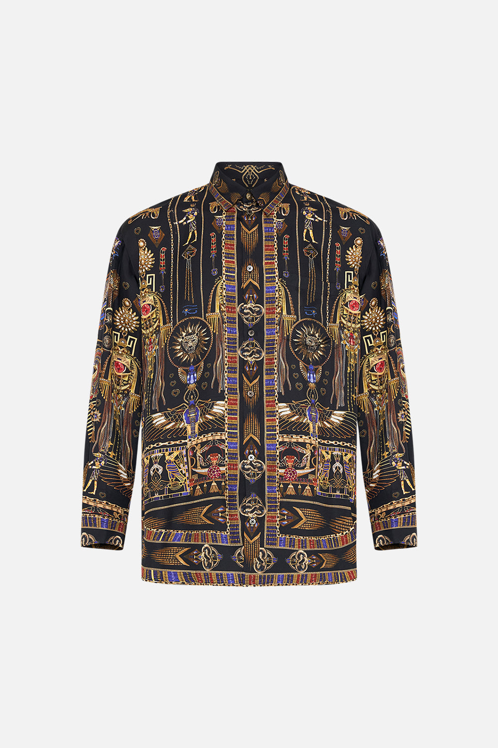 The CAMILLA MENS OVERSIZED SHIRT CARTOUCHE KINGDOM in our  print.