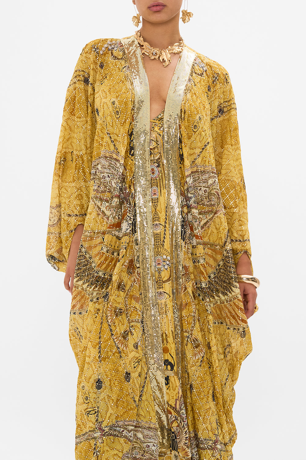 CAMILLA Gold Layer with Embellished Centre Back Panel in Valley of the Kings Print