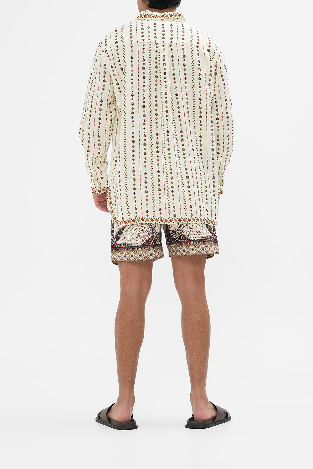 The CAMILLA MENS HALF PLACKET TUNIC SHIRT NOMAD NATURE in our  print.