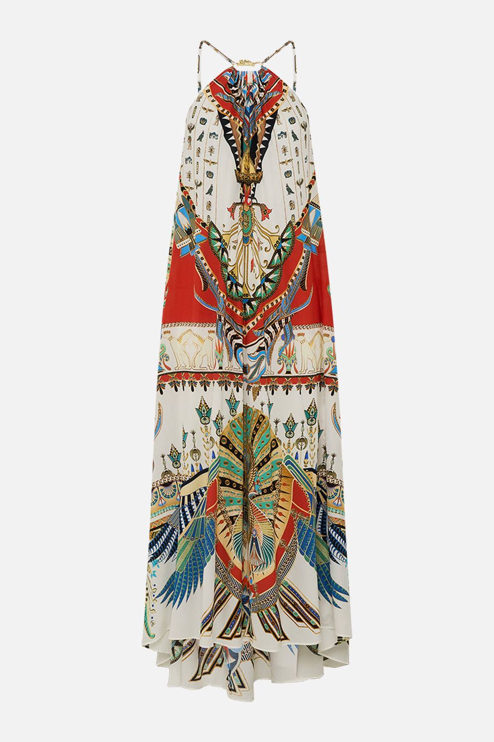 CAMILLA Gather Neck Hardware Maxi Dress in Valley Of The Queens print