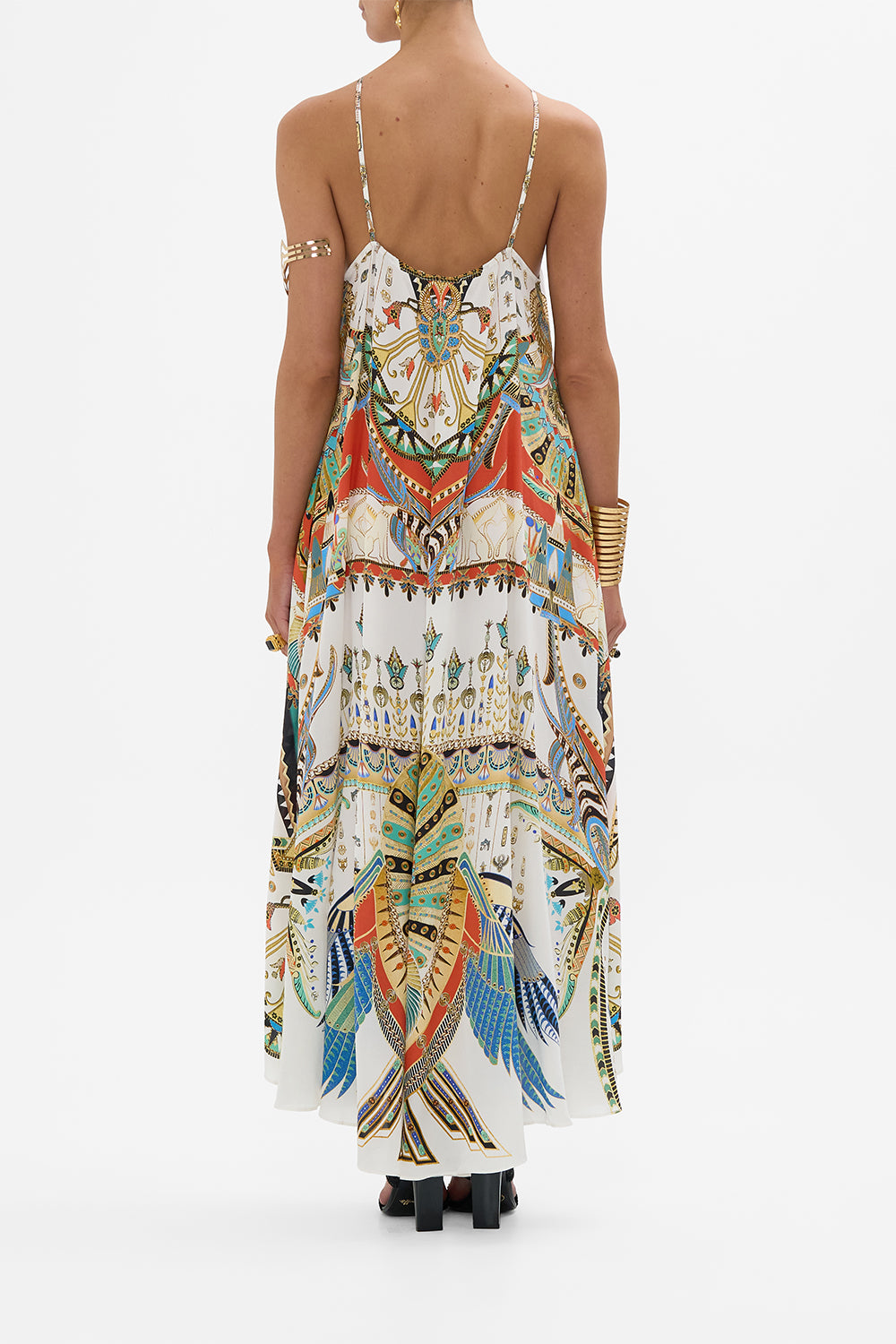 CAMILLA Gather Neck Hardware Maxi Dress in Valley Of The Queens print
